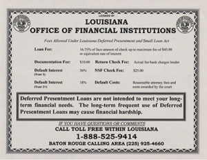 Louisana Notice of Fees Certificate